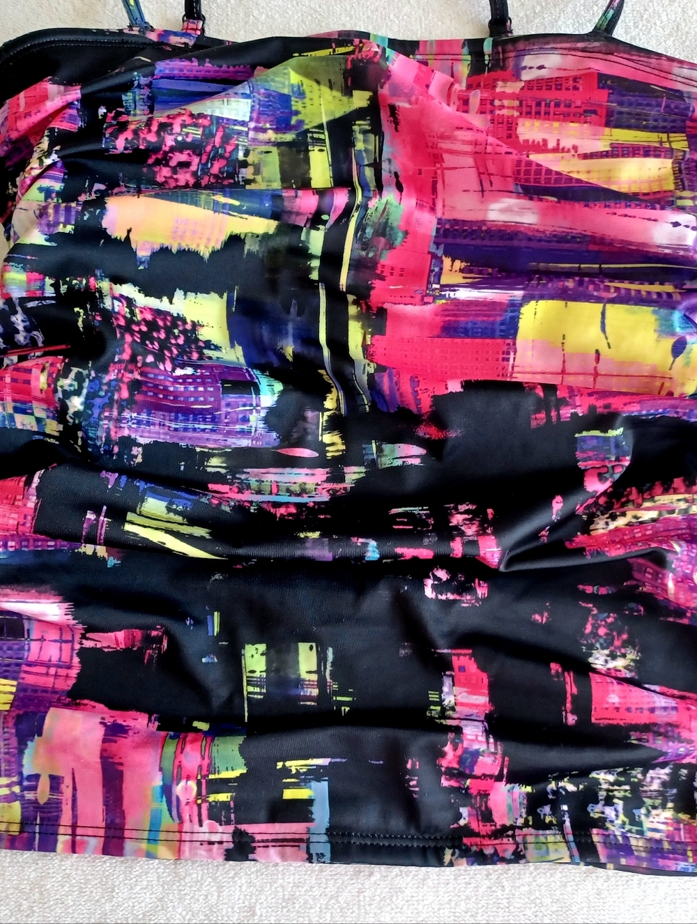 VENUS Abstract Multi-Color Print Tankini Top, Size 8-10 - Picture 2 of 10